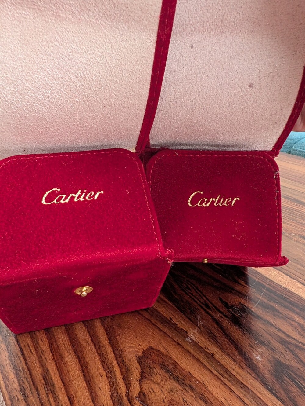 Authentic Cartier Red Velvet Travel Jewelry Pouch Case Duo - Picture 5 of 8